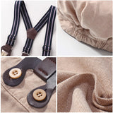 MQTIME  -  Boys Gentleman Clothes Outfit Suit Set Baby Tie Bow Hat + Sailboat Printed Romper + Shorts Suspender Infant Kid Clothing