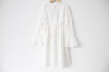 MQTIME  -  Girl Princess Vintage Dress Lace Floral Hollow Out Cotton Toddler Teen Cotton Vestido Flare Sleeve Wedding Child Clothes 2-14Y