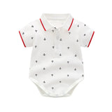 MQTIME  -  Baby Boy Clothes Suit with Hat Short Sleeves Boys Romper Outfits Cotton Set Printed Infant Kids Summer Clothing