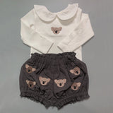 MQTIME  -  Summer Baby Set Long-sleeved Romper Top Shorts Pure Handmade Embroidered Cartoon Animals High-quality Fabric Physical Texture