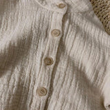  MQTIME  -  Children's Retro Muslin 100% Cotton Shirts Spring Autumn New Korean Boys And Girls Casual Stand-Up Collar Button Tops WT042