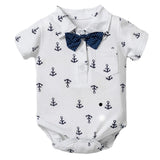 MQTIME  -  Baby Rompers Suit  0 to 3 MonthNewborn Boy Clothes Cotton Anchor Printed Top + Strap Shorts 3-24M Butterfly Bow Tie Kids Outwear