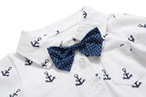 MQTIME  -  Baby Rompers Suit  0 to 3 MonthNewborn Boy Clothes Cotton Anchor Printed Top + Strap Shorts 3-24M Butterfly Bow Tie Kids Outwear