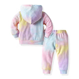 MQTIME  -  Toddler Girls Clothing Sets Tie Dye Print Long Sleeve Hoodies Sweatshirt+Trousers Casual Outfits Children Tracksuits
