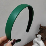 Mqtime Vintage Pu Leather Hairband Solid Bezel Korean Style Headband Head Hoop Girls Non-slip Turban Fashion Hair Accessories