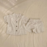 MQTIME  -  Baby Boy Girl Clothes Sets Shirt+Short Linen Summer Infant Toddler Child Homesuit Button Short Sleeve Baby Clothes 1-7Y