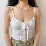 MQTIME  -  French V-neck Strap Sling Slim Fit Sexy White Vest Top for Women