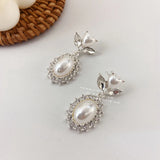 Mqtime New Korean Elegant Love Heart Pearl Dangle Pendientes For Women Fashion Crystal Drop Boucle D'oreille Jewelry Gifts