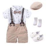 MQTIME  -  Hot Baby Boy Clothing Suit Newborn Handsome Romper Bow Set Birthday Festival Gift Jumpsuit Hat Toddler Boys Wedding Outfit Dress