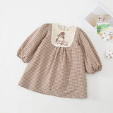 MQTIME  -    Winter Kids Clothes Thicekn Girls Dresses Floral Dress for Girls Puff Sleeve Kids Outerwear