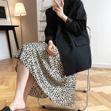 MQTIME  -  Satin Leopard-print Skirt Female 2024 Summer High Waist Hip-covered Fish Tail A- Line Skirt