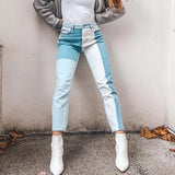 MQTIME  -  Indie Style 90s Women Jeans Patchwork High Waist Long Trousers Vintage Fashion Grunge Pants Autumn Summer Streetwear Harajuku