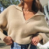 Mqtime Korean Fashion V Neck White Oversize Knitted Sweater Oversize Pullovers Casual Long Sleeve Top Winter Clothes Women