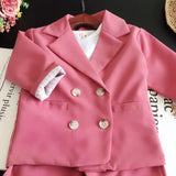 MQTIME  -  Fashion Girl Boy Formal Clothes Set Suit Jacket+Pant 2PCS Toddler Baby High Quality Suit Blazer Jacket Thick Korean Baby Clothes