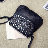 MQTIME  -  Soft PU Leather Women Messenger Bag Casual Ladies Shoulder Crossbody Bag Female Vintage Rivet Handbag Black bolsa feminina