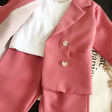 MQTIME  -  Fashion Girl Boy Formal Clothes Set Suit Jacket+Pant 2PCS Toddler Baby High Quality Suit Blazer Jacket Thick Korean Baby Clothes
