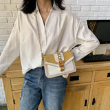 MQTIME  -  Fashion Women Chain Crossbody Bag Leisure Splice Small Square Shoulder Bag Luxury Design Messenger Bag Travel Purse and Handbag