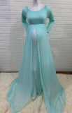 MQTIME  -  Chiffon Maternity Dress for Photography Pregnancy Photoshoot Dress Lace Baby Bump Shooting Dress for For Pregnant Women