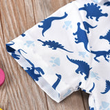 MQTIME  -  Baby Boy Clothes With Beret Newborn Baby Clothes 0 3 Months Summer Dinosaur Print Jumpsuit + Suspender Cotton Shorts Kid Outfit