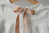  MQTIME  -  Chic Back Bow Tie Linen Shirt Girls New Solid Color Casual Loose Baby Kids Long-Sleeved Blouse Autumn Clothes