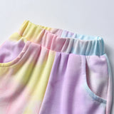 MQTIME  -  Toddler Girls Clothing Sets Tie Dye Print Long Sleeve Hoodies Sweatshirt+Trousers Casual Outfits Children Tracksuits