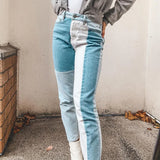 MQTIME  -  Indie Style 90s Women Jeans Patchwork High Waist Long Trousers Vintage Fashion Grunge Pants Autumn Summer Streetwear Harajuku