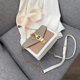 MQTIME  -  Fashion Women Chain Crossbody Bag Leisure Splice Small Square Shoulder Bag Luxury Design Messenger Bag Travel Purse and Handbag