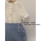 MQTIME  -  Children Boutique Spanish Clothing Summer Boys Girls Blue Short Sleeve Cotton Linen Set Sister Brother Eid Clothes Birthday Suit