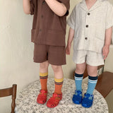 MQTIME  -  Baby Boy Girl Clothes Sets Shirt+Short Linen Summer Infant Toddler Child Homesuit Button Short Sleeve Baby Clothes 1-7Y