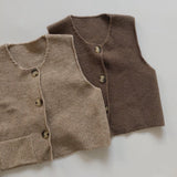 MQTIME  -  Baby Boys Girls Sleeveless Knitting Cardigan Spring Autumn Kids Retro Pocket Vest Children's Knitted Button Vest Cardigan