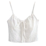 MQTIME  -  French V-neck Strap Sling Slim Fit Sexy White Vest Top for Women