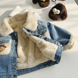 MQTIME  -  Baby Boys Girls Thick Warm Denim Jacket Winter Turndown Collar Pocket Fleece Lining Kids Fashion Autumn Clothes Outerwear Tops