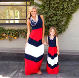 MQTIME  -  Family Matching Clothes Matching Mother And Daughter Dresses Striped Patchwork Dress New Fashion Family Look Girls Dress