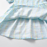 MQTIME  -  Fashion Summer Baby Toddler Kids Girl Casual Dress Children Girls Puff Short Sleeve Plaid Tutu Dresses Princess Clot