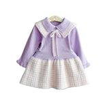 MQTIME  -  Girls Sweaters Dress New Autumn Winter College Style Knitted Plaid Dress Princess Dress Toddler Girl Winter Clothes