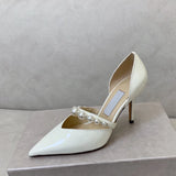 Mqtime Autumn New Pointed High Heel Women's Shoes Pearl Strap Hollow Pumps Fairy Shoes