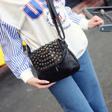 MQTIME  -  Soft PU Leather Women Messenger Bag Casual Ladies Shoulder Crossbody Bag Female Vintage Rivet Handbag Black bolsa feminina
