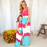 MQTIME  -  Family Matching Clothes Matching Mother And Daughter Dresses Striped Patchwork Dress New Fashion Family Look Girls Dress