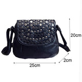 MQTIME  -  Soft PU Leather Women Messenger Bag Casual Ladies Shoulder Crossbody Bag Female Vintage Rivet Handbag Black bolsa feminina