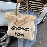 MQTIME  - Summer Vibes Letter Print Tote Bag