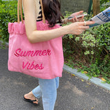 MQTIME  - Summer Vibes Letter Print Tote Bag