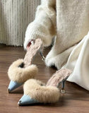 MQTIME  - Shantel Fuzzy Pointed Toe Mules