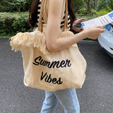 MQTIME  - Summer Vibes Letter Print Tote Bag