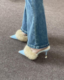 MQTIME  - Shantel Fuzzy Pointed Toe Mules