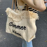 MQTIME  - Summer Vibes Letter Print Tote Bag