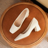 MQTIME  -  New Women Shoes Exquisite Patent Leather High Heels for Woman French Style Square Head Casual Shoes Designer Shoes Zapatos Mujer