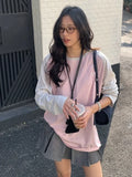 MQTIME  -  Y2K Patchwork Embroidery T-Shirt Women, Vintage Grunge Casual Loose Top, Harajuku Preppy Style