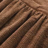  MQTIME  -  Autumn New Girls Corduroy Brown Strapless Dress Retro Casual Back Cross Straps Elastic Waist Sleeveless Dresses Kids Clothes