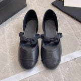 MQTIME  -  New Bow Ballet Flats French Retro Mary Jane Shoes Women Round Toe Hollow Out Flat Shoes