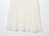 MQTIME  -  Sexy Beige Black Sheer Jacquard Lace Strapless Dress Women Side Zipper Low Waist Slit Hem Tube top Short Robe